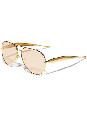 Unisex Gold Frame Champagne Lens Aviator Sunglasses Metal Oversized Aviators Sun